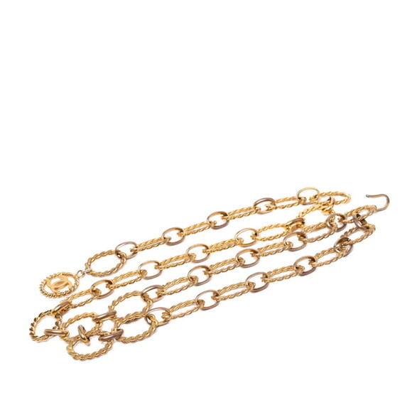 CHANEL Accessories - Chanel Coco Mark Twist Chain Belt, 29 Stamp, Vintage Gold Plated, Women's.